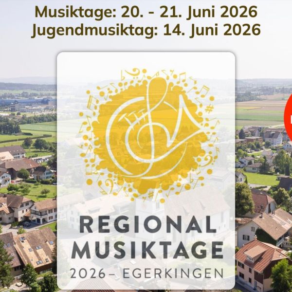 Musiktage: 20. – 21. Juni 2026
Jugendmusiktag: 14. Juni 2026

Mit den Regionalmusiktagen 2026 wird Egerkingen zum Treffpunkt für Musikbegeisterte aus der ganzen Region. Der Anlass verbindet musikalische Tradition, Wettkämpfe und Marschmusikparaden mit einem äusserst attraktiven Festprogramm mit schweizweit bekannten Bandformationen wie www.showband.CH  oder Molotow Brass Orkestar.

https://musiktage2026.ch