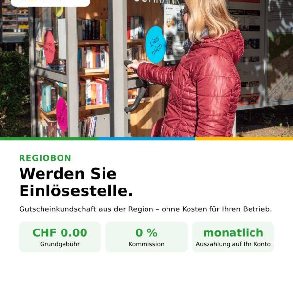 Ihr Betrieb als Einlösestelle für den RegioBon?

Der RegioBon ist der Gutschein für die Region Egerkingen. Werden Sie Teil davon.

Keine Grundgebühr, keine Kommission.
Auszahlung anfangs Folgemonat.
Einlösen per App oder PC.

Anmeldung: info@egerkingentourismus.ch
https://www.egerkingentourismus.ch/regiobon/

#RegioBon #EgerkingenTourismus #Egerkingen #Gaeu #RegionSolothurn